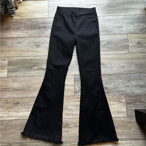 Umgee Boho Pull On Black Fit & Flare Leg Jegging Pants Size Small S‎